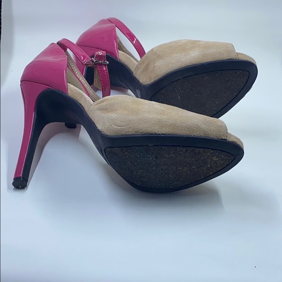 Pink and Tan BCBG Peep Toe Heels - Picture 5 of 9